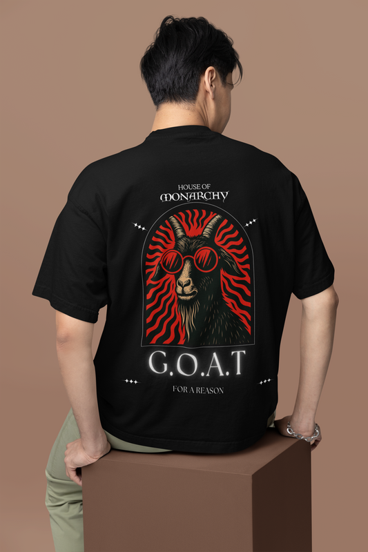 House of Monarchy "G.O.A.T" Oversized Graphic Tee – Black