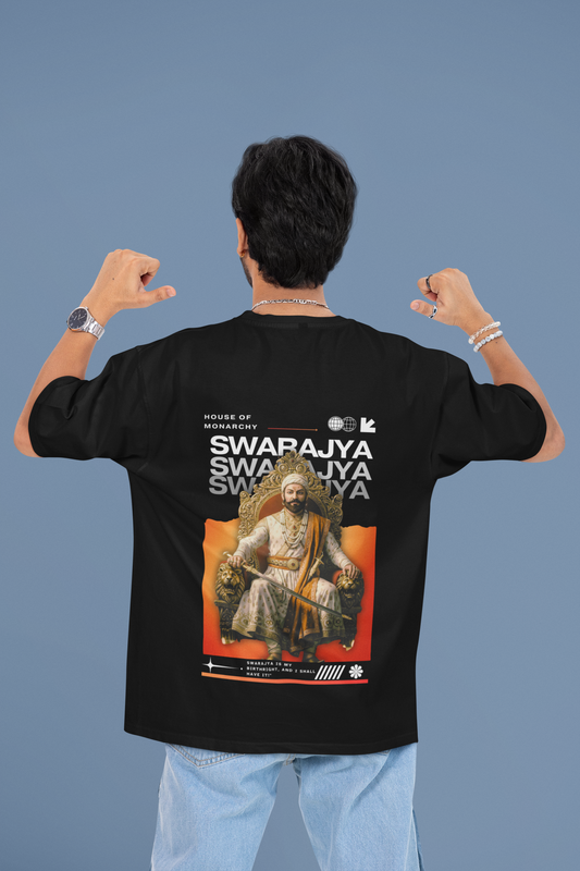 Swarajya Oversized Graphic T-Shirt – Tribute to Chhatrapati Shivaji Maharaj