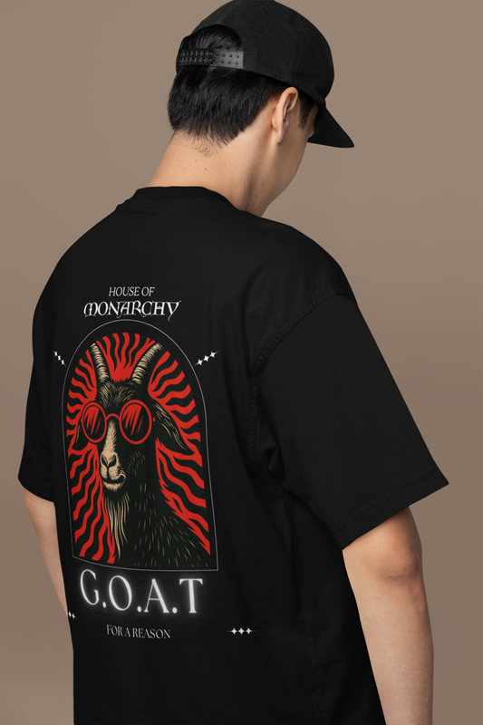 House of Monarchy "G.O.A.T" Oversized Graphic Tee – Black